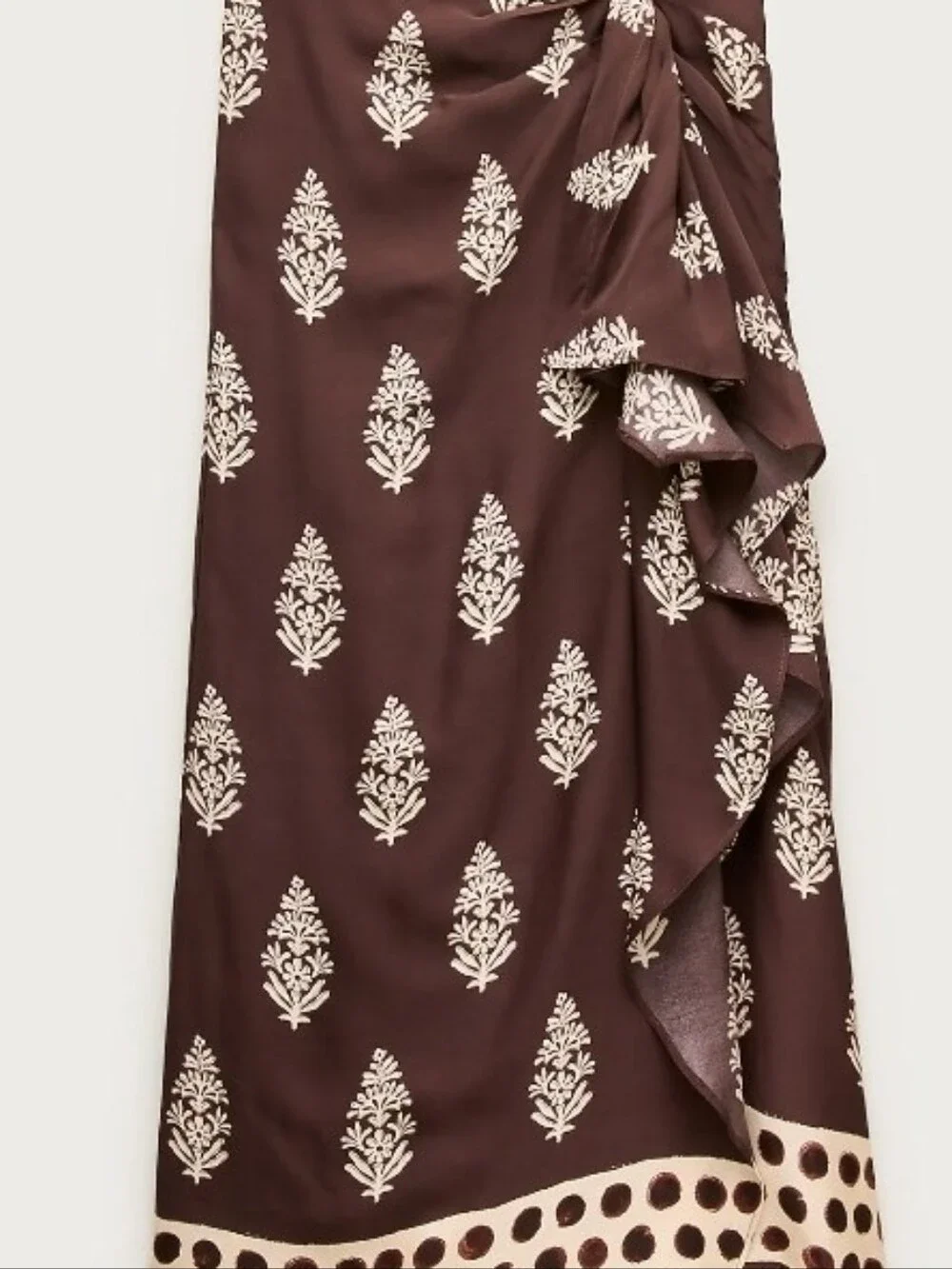 J. Crew Faux Wrap Skirt In Cocoa Block Print Size 8 Nwot